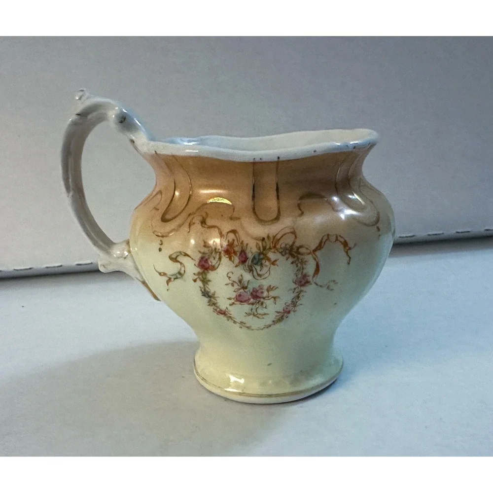 Antique Lamberton Works Maddock Pottery Creamer Pitcher Hand Painted Lusterware